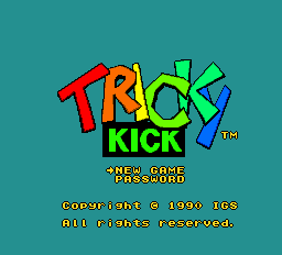 Tricky Kick title screen for TurboGrafx-16